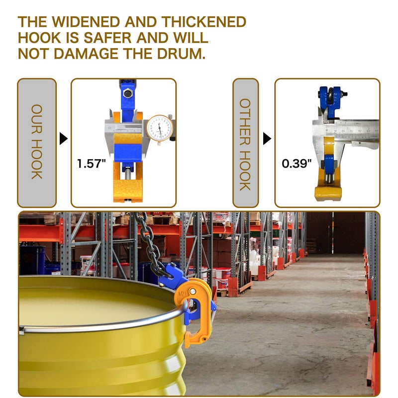 WowDIY 55 gallon drum lift - Chain Drum Lifter - 2000 lbs Capacity - Suitable for Blue Plastic and Metal Drums (Enhanced Version) - This Product is Protected by a US Patent. - Image 4